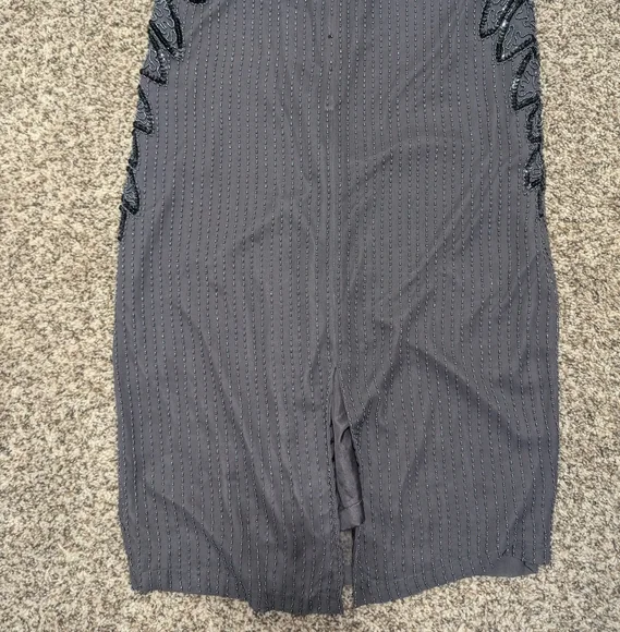 Vintage Oleg Cassini Silk Beaded Petite Evening Dress - Picture 6 of 11